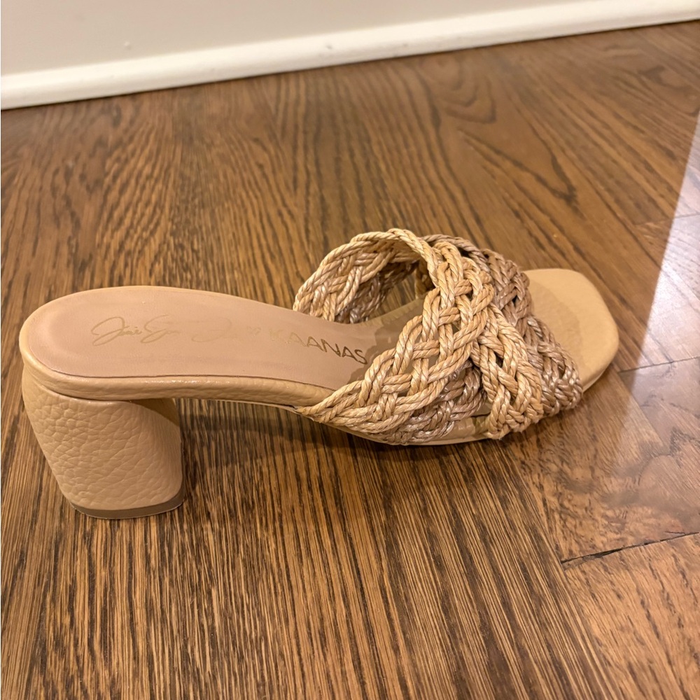 Kaanas Tan Braided Heeled Sandals